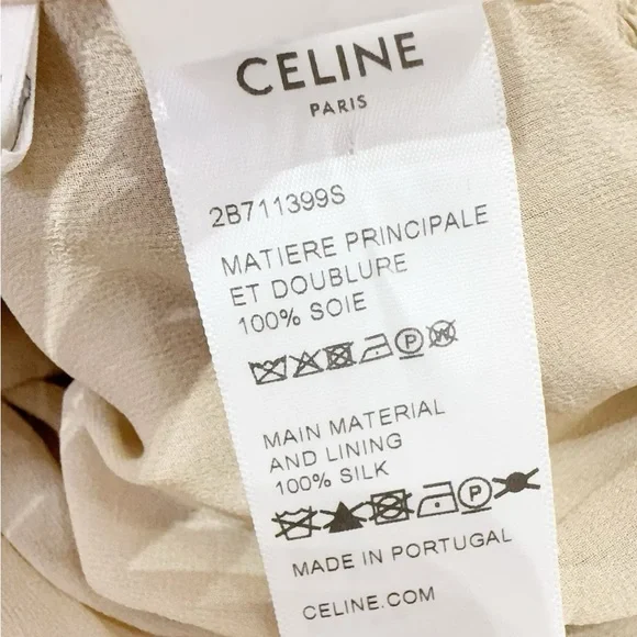 Authentic Celine Tan Patterned Off-Shoulder Top - Picture 7 of 8